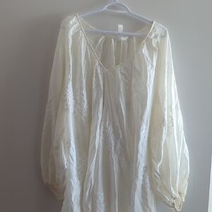 Cream Embroidered Blouse/Mini Dress